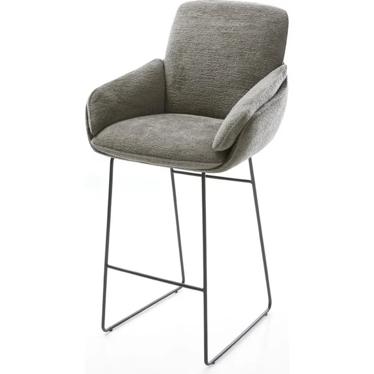 Barstuhl Luan-Flex Bouclé Soft Schlamm Kufengestell Metall Schwarz – Bild 2