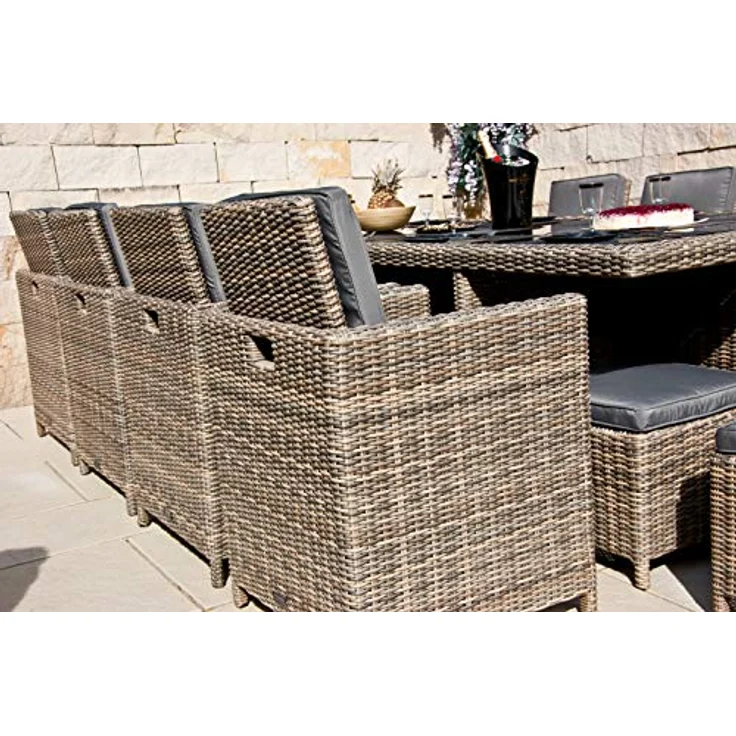 Ragnarök Möbel-Design Garten-Essgruppe Heimdall Esstisch Set 8+4, (Set, Polyrattan, Alu), umklappbare Rückenlehnen, Würfelsystem – Bild 9