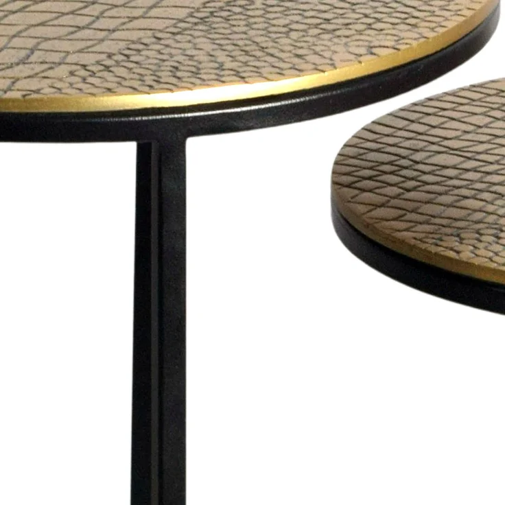 FINEBUY Beistelltisch FB73721 Metall Beistelltisch Alu Wohnzimmertisch Couchtisch Aluminium (Dekorative Ablage mit strukturierter Oberfläche), Kompakte Tische für moderne Wohnräume – Bild 5