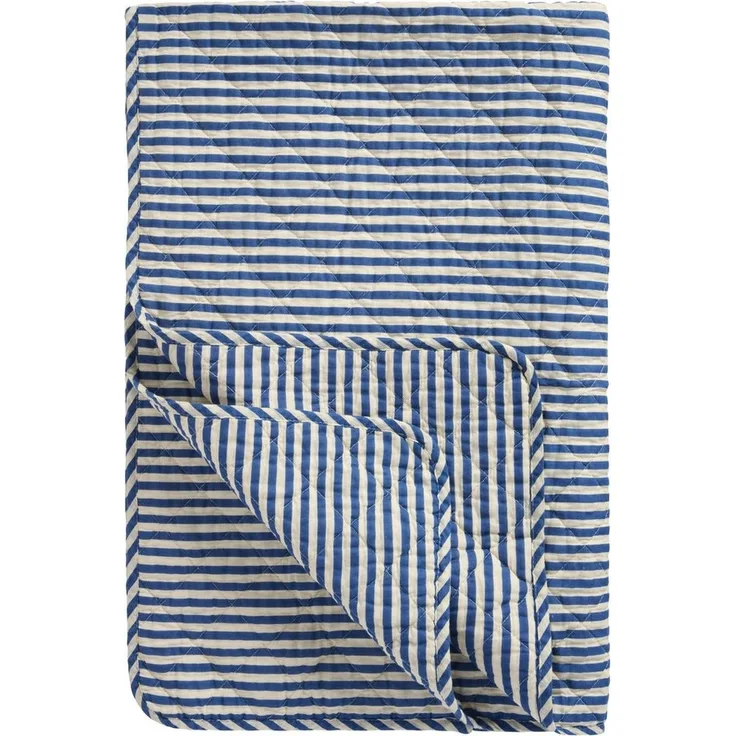 Ib Laursen Decke Quilt Tagesdecke Überwurf Streifen Blau Weiß 180x130cm 07923-13