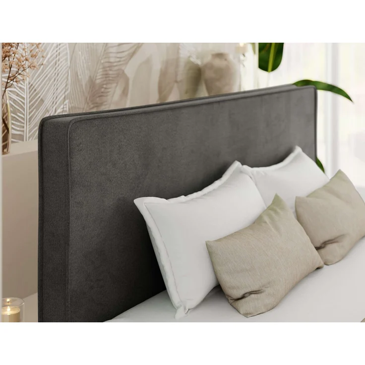 Design Polsterbett LUMARO CLASSIC 180x200 cm mit Lattenrost & 12cm hohen Füßen, Doppelbett mit Kopfteil, Konfigurierbar, Pocket Matratze - Dunkelgrau Velvet - VIRE LUX – Bild 3