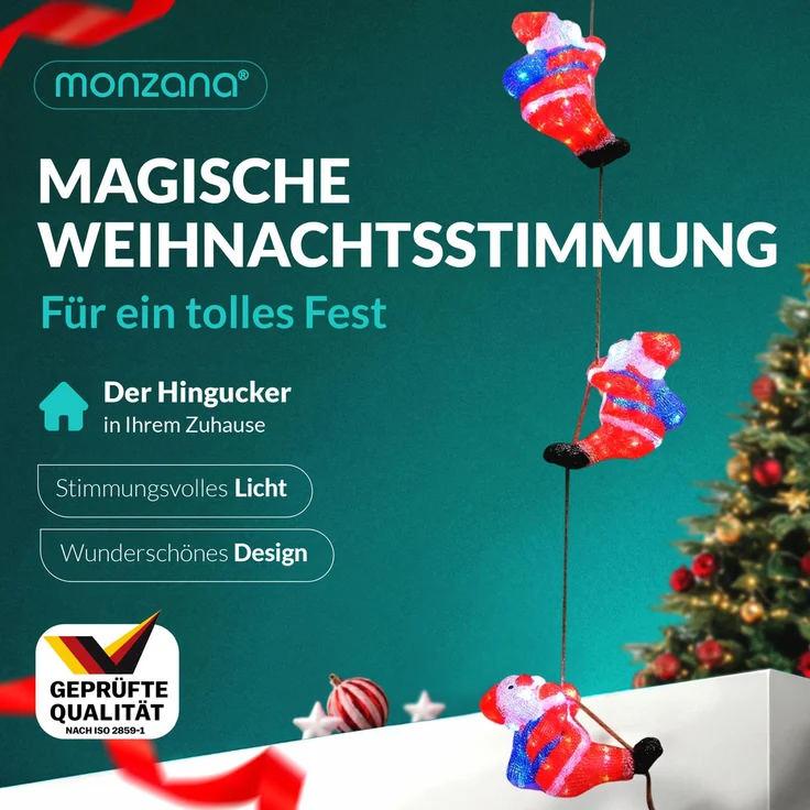 Deuba LED Acryl Figur Außen Weihnachtsmann Trio beleuchtet Weihnachtsdeko Weihnachten Weihnachtsfigur – Bild 2