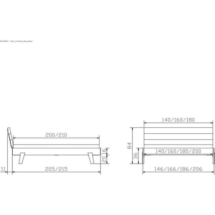 Hasena Polsterbett Vasto Trento Grau-Weiß mit Kopfteil 140x210 cm, Fußhöhe 20 cm MDF weiss deckend – Trento – Bild 5