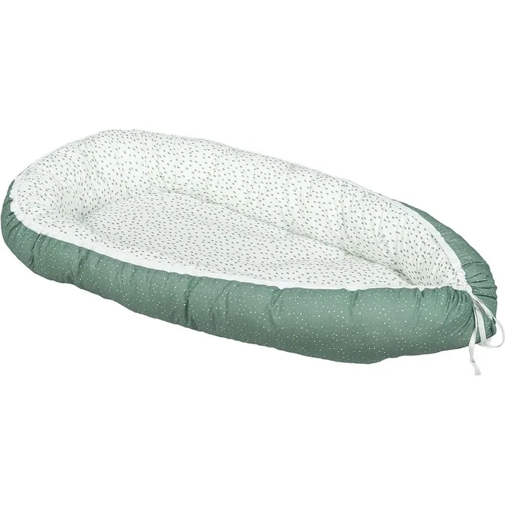 ULLENBOOM ® Babynest - 100% OEKO-TEX Materialien & Made in EU, Grün - Babynestchen Neugeborene aus kuscheliger Baumwolle, Ideal als Reisebett & Kuschelnest geeignet