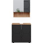 Badmöbel-Set Irma Anthrazit mit Wabenstruktur 2 Teile, Unterschrank 60 cm Vicco