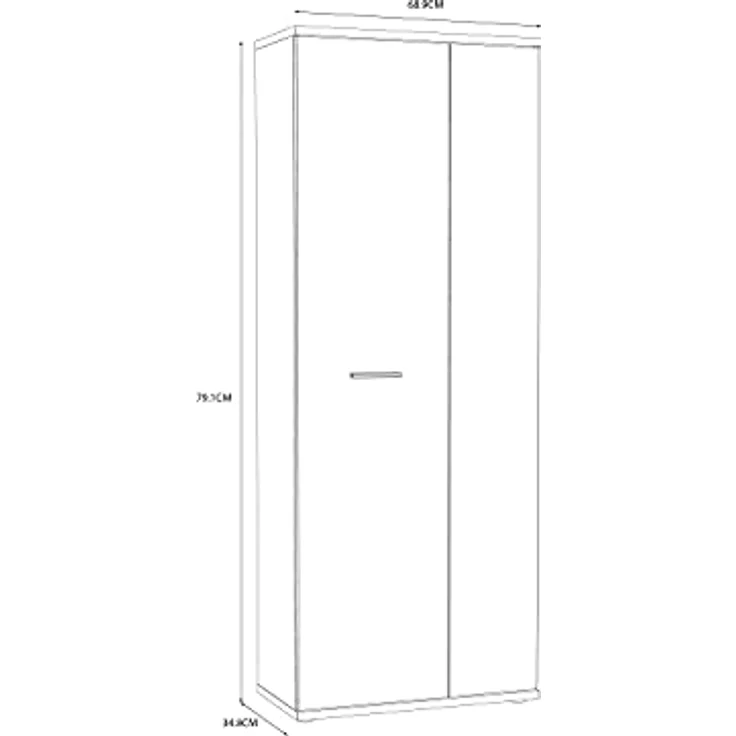 FORTE Net106 Mehrzweckschrank mit 2 Türen, Holzwerkstoff, Sonoma Eiche + Weiß, 68. 90x34. 79x179. 1 cm – Bild 4