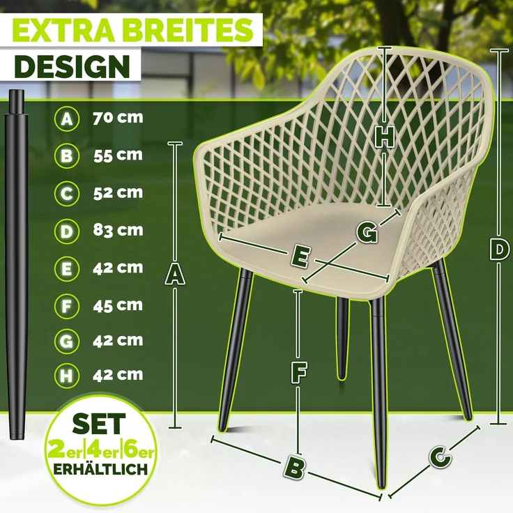 tillvex® Gartenstuhl 4er Set Wetterfest mit Armlehne | Outdoor Stühle bis 120kg belastbar | Gartenstühle UV-beständig | Terrassenstuhl Gartenmöbel Terrasse Balkon Outdoor Garten – Bild 7