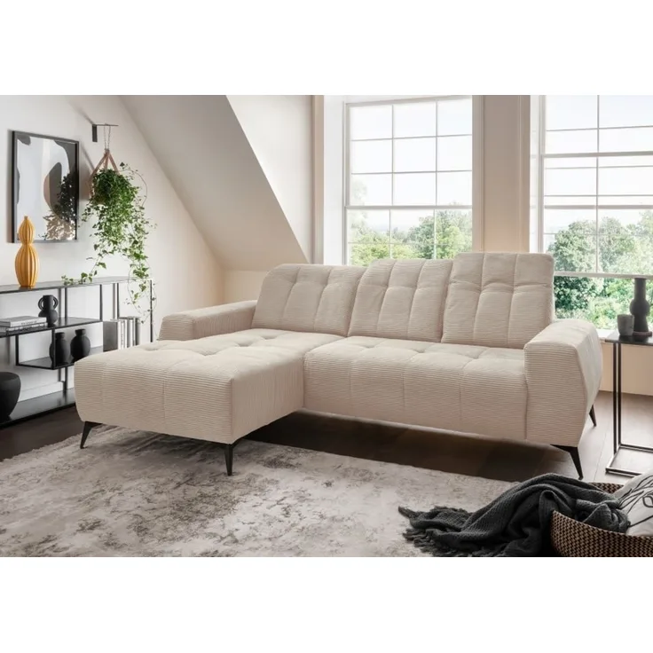 Ecksofa Sano von Benformato - Hochwertiges Cordsofa mit Elektrofunktion und verstellbaren Kopflehnen