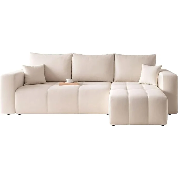 Ecksofa mit Schlaffunktion und Bettkasten, 248 x 145 cm, hell – Bild 4