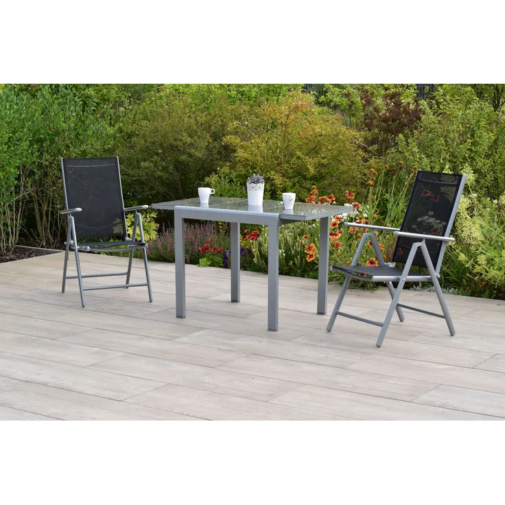 Amalfi Set 3tlg, 2 Klappsessel, Balkonausziehtisch 80 (120) x 70 cm,