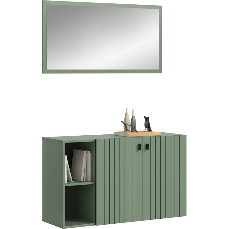 Garderobenkombination (B/H/T: 106x192x37 cm) in Smoke Green Nachbildung