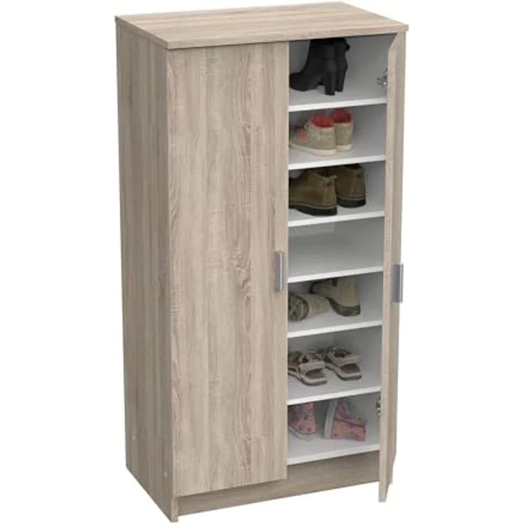 Dmora - Schuhschrank Alcudia, Platzsparendes Schuhregal, Schuhregal für den Eingangsbereich, Mehrzweckgarderobe mit 5 Regalen, 55x36h108 cm, Eiche – Bild 6