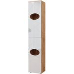 Wäscheschrank Irma Weiß Hochglanz/Goldkraft Eiche 37.2 x 192 cm Vicco