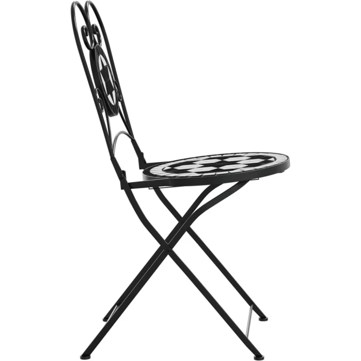 vidaXL Bistrostühle 2 Stk. Klappbar Schwarz und Weiß Keramik 4003405 – Bild 3