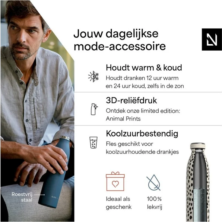 LARS NYSØM Thermoflasche Ren, Isolierflasche mit Vakuum Isolierung: 12h heiß / 24h kühl – Bild 2