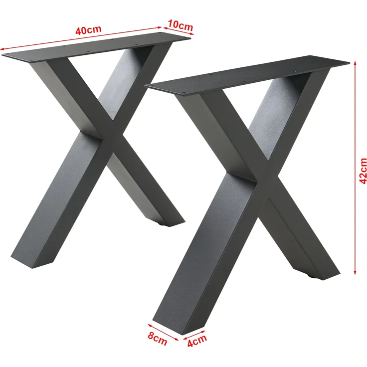 Tischgestell 2er Set Maribo 42x40cm Schwarz [en. casa] – Bild 2
