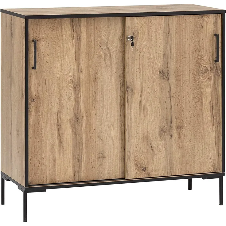 Möbelpartner Montana 701516 Aktenschrank, Holzdekor, Eiche Landhaus Dekor, 100,1 x 41 x 96,6 cm