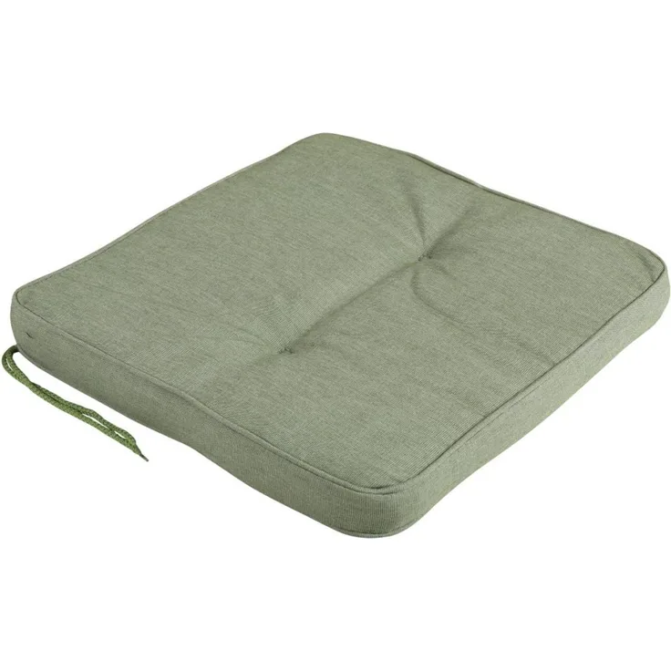 Sitzkissen Indu von Brafab aus Dralon-Stoff, klassisch, grün, mit Befestigungsbändern für Gartenstühle