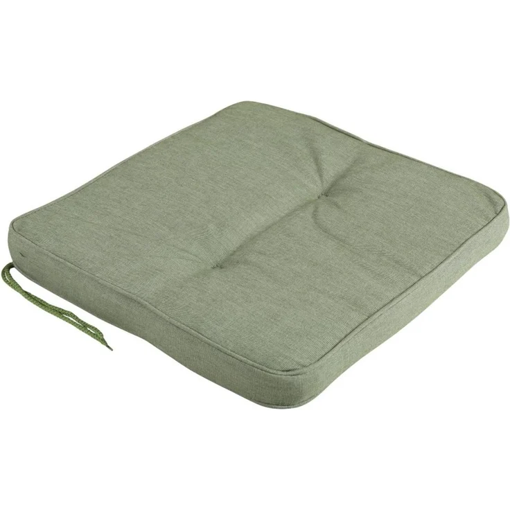 Sitzkissen Indu von Brafab aus Dralon-Stoff, klassisch, grün, mit Befestigungsbändern für Gartenstühle