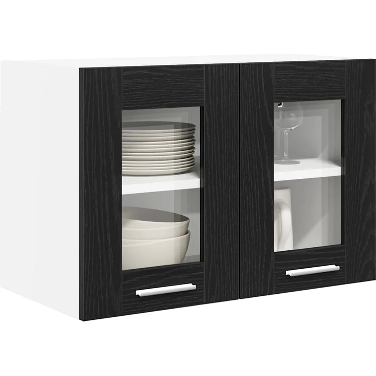 vidaXL Hängeschrank mit Tür 2 pcs Schwarz Eichen-Optik 60 x 31 x 40 cm 884213 – Bild 2