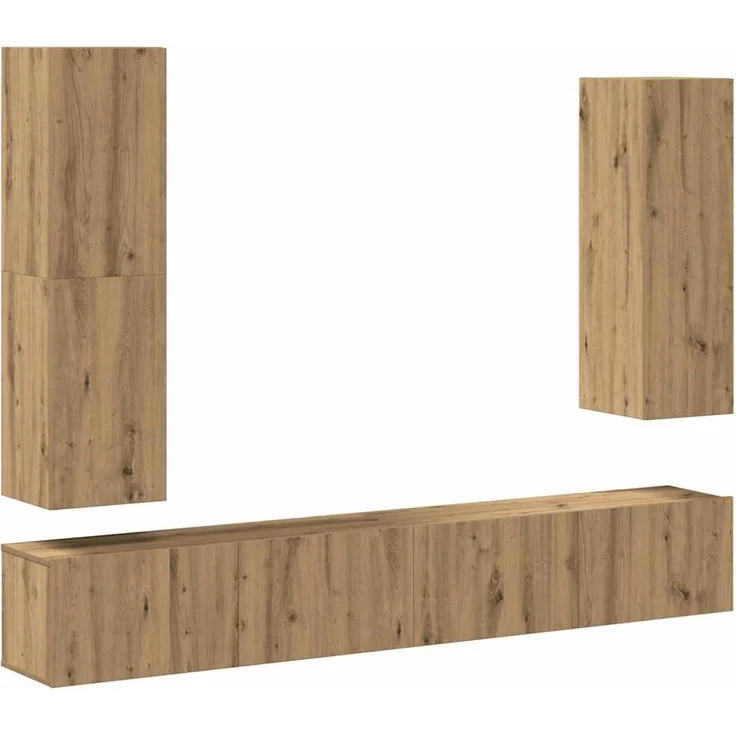 vidaXL 4-tlg. TV-Schrank-Set Wandmontage Artisan-Eiche Holzwerkstoff 3329154 – Bild 2