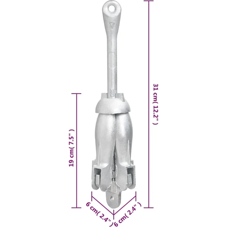 vidaXL Klappanker mit Seil Silbern 1,5 kg Temperguss 94284 – Bild 10