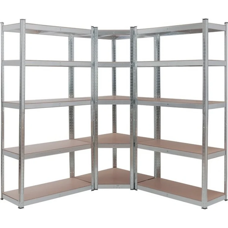 Arebos Schwerlastregal, Eckregal 180 x 90 x 40 cm, 180 x 70 x 70 cm, je 875 kg, Set 3-tlg, Stecksystem – Bild 4