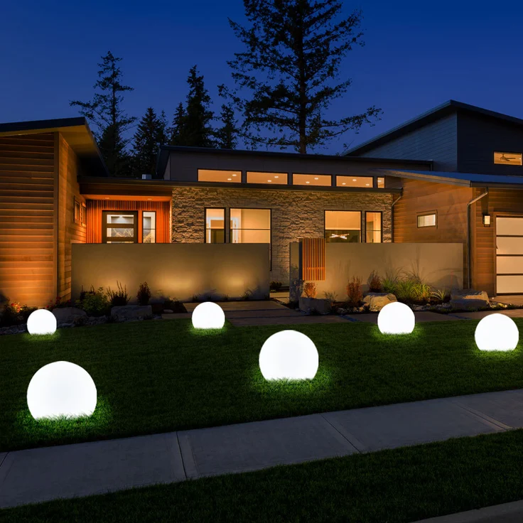 4er Set LED Solarkugel weiß, Erdspieß, DxH 10x38 cm – Bild 10