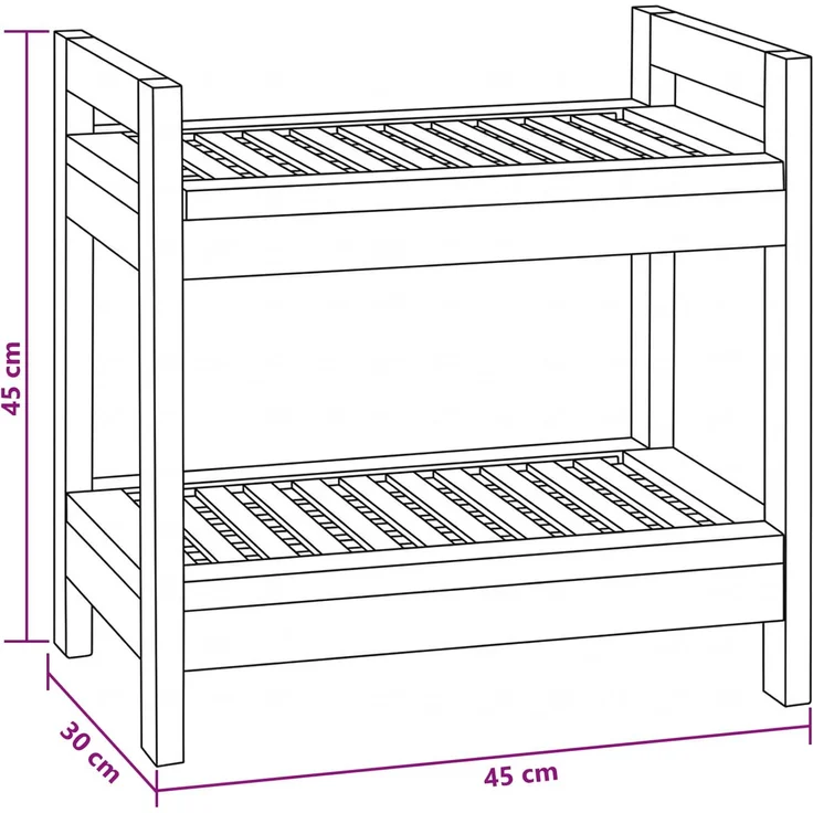 vidaXL Badregal Natur 45 x 30 x 45 cm Massivholz Teak 42024275 – Bild 7