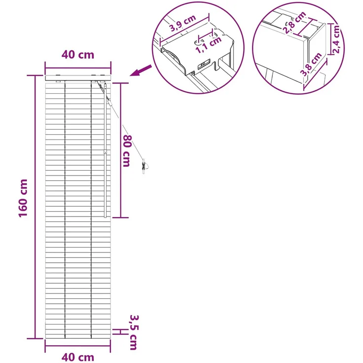 vidaXL Venezianische Jalousie Eichenoptik 40 x 160 cm 35 mm 42015329 – Bild 9