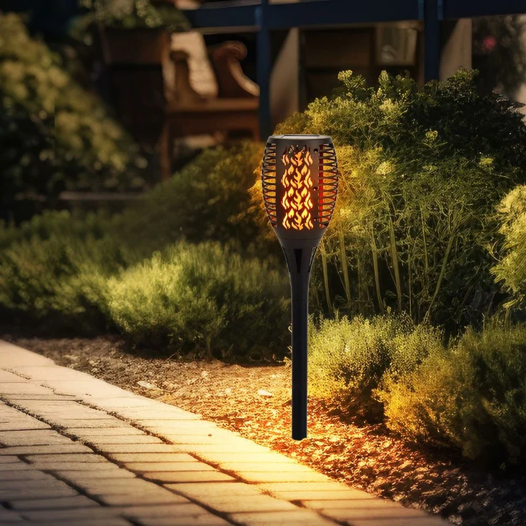 2x LED Solarlampe, Feuer-Effekt, Garten Fackel Höhe 58 cm – Bild 6