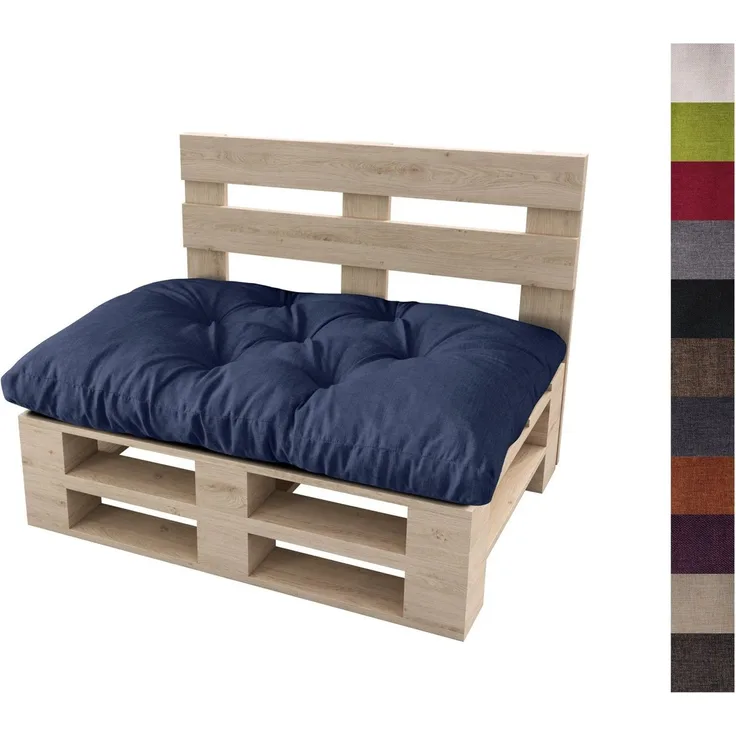sunnypillow Sitzkissen Palettenkissen gesteppt Sitzkissen 120 x 60 x 12 cm, Blau