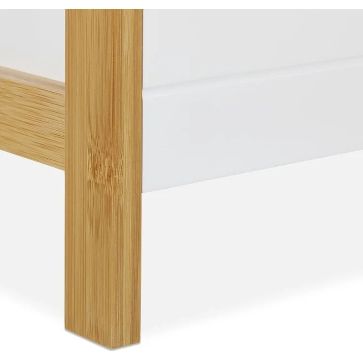 Relaxdays Badregal, freistehendes Standregal mit 3 Körben, Bambus und MDF, Natur/Weiß, 74,5 x 28 x 20 cm – Bild 7