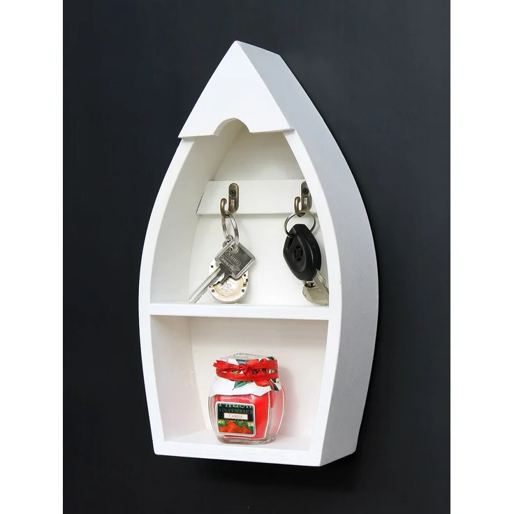 Schlüsselboard mit Ablage Boot 93541-S Schlüsselhaken Wandregal 30 cm Schlüsselleiste Schlüsselkasten – Bild 2