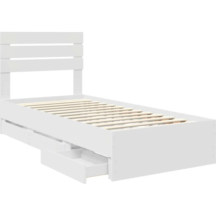 vidaXL Bettrahmen mit Schubladen Weiß 90x190 cm Ingenieurs Holz 3411529 – Bild 4