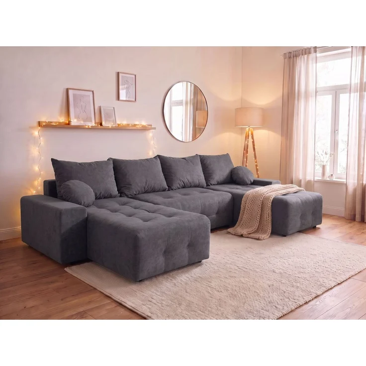 OTTO home Wohnlandschaft Jessy U-Form, B: 313 cm, in Cord & weiteren Bezügen, Schlaffunktion, Bettkasten, Tonnentaschenfederkern-Polsterung – Bild 1