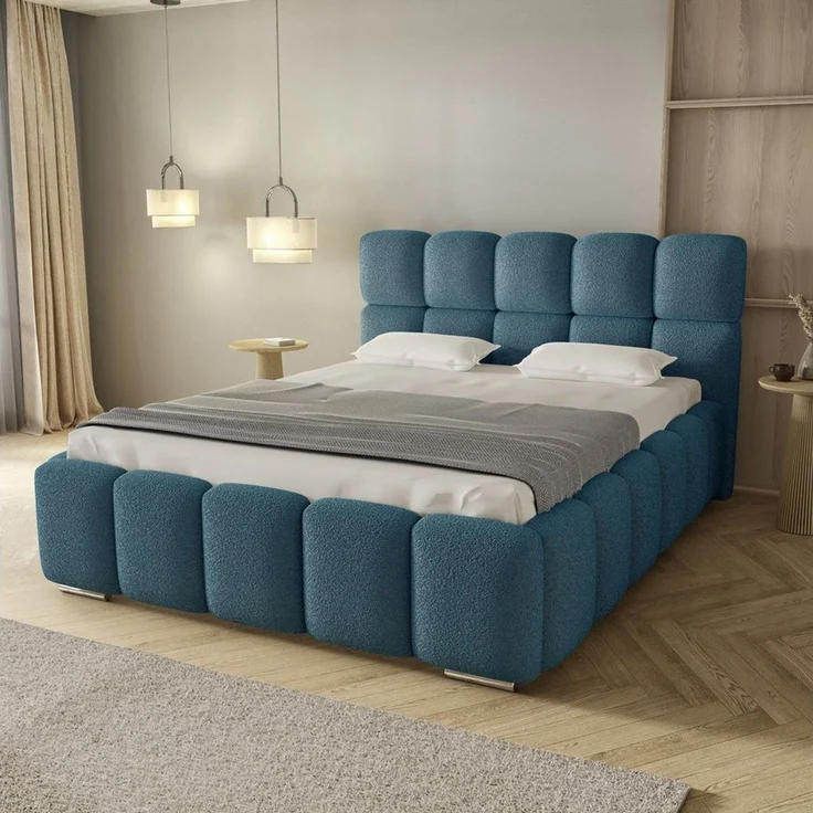 thematys Polsterbett mit Bettkasten & Lattenrost – Stauraumbett 180x200cm, ohne Matratze, Türkis – Bild 3