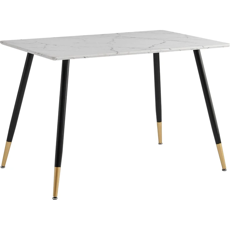 39F FURNITURE DREAM Tisch im skandinavischen Design mit Deckel aus Marmorpapier, Metallbeine, Schwarz und Gold, für Küche, Esszimmer, Wohnzimmer, MDF, Weiß, 110 x 70 x 75 cm – Bild 1