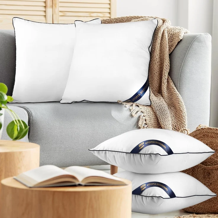 Utopia Bedding Kissen, Kissenfüllung für Bett und als Dekokissen, Sofakissen, Zierkissen für Couch (4, Weiß, 45x45 cm) – Bild 7