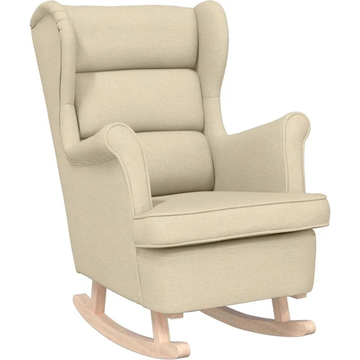 Schaukelsessel, Schaukelstuhl Creme 74x90x102 cm Stoff – Bild 2