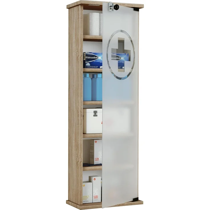 VCM Medizinschrank Gusal 916993 Sonoma-Eiche H. 92 x B. 31 x T. 18 cm – Bild 4