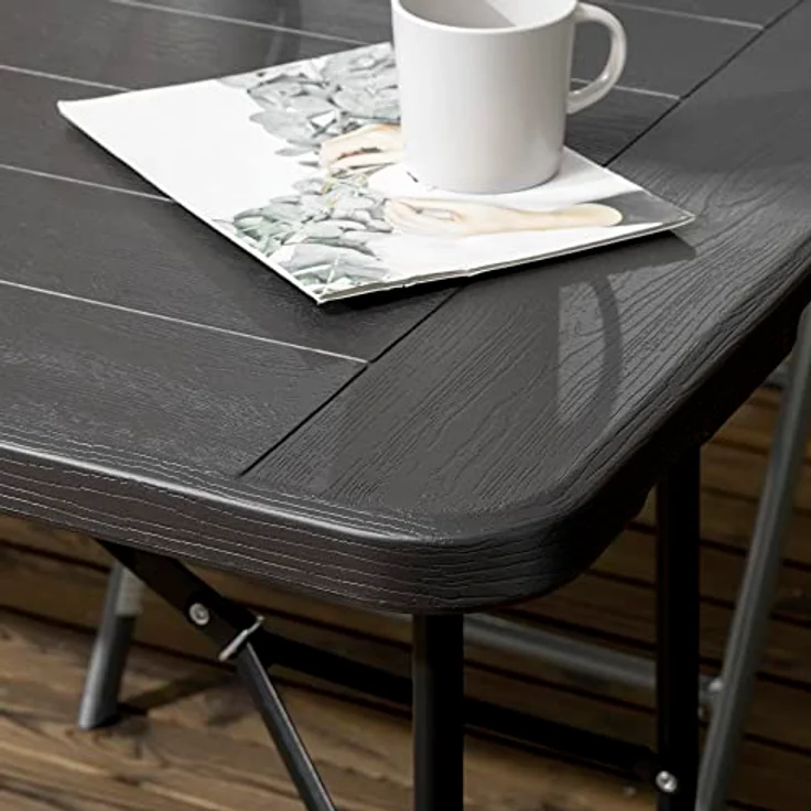 Outsunny Klapp-Gartentisch, dunkelgrau, 180x75.5x73 cm, aus Metall und Kunststoff, für 6 Personen, wetterbeständig und pflegeleicht – Bild 9