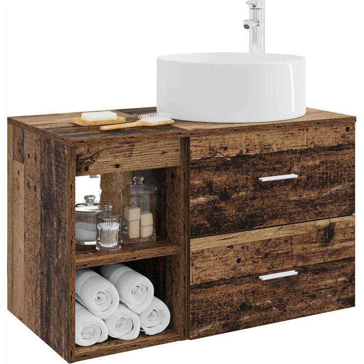 vidaXL Badezimmerschrank-Set 2 stk. Altholz 79,5 x 44,5 x 80 cm 3403934 – Bild 3