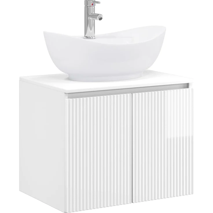 vidaXL Waschbeckenschrank Hochglanz Weiß 62,5 x 44,5 x 80 cm 3404344 – Bild 2