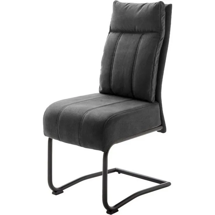 Massivart® Freischwinger mit Taschenfederkern, Microfaser Antiklook, Esszimmerstuhl, »Azul«, praktischer Griff am Rücken · Metallgestell schwarz matt