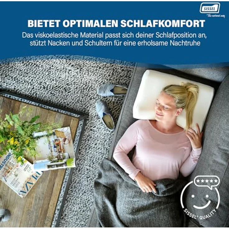 Sissel® Classic Plus Nackenkissen, orthopädisch, höhenverstellbar, ergonomisch, Ventilationssystem, Polyurethanschaum, ideal für Rücken- & Nackenschmerzen, hautfreundlicher Bezug, 47x33x11/14 cm – Bild 5
