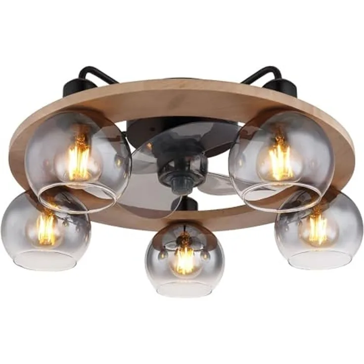 GLOBO LIGHTING Deckenleuchte, Leuchtmittel nicht inklusive, Deckenventilator Deckenlampe Ventilatorleuchte Fernbedienung Holz Glas