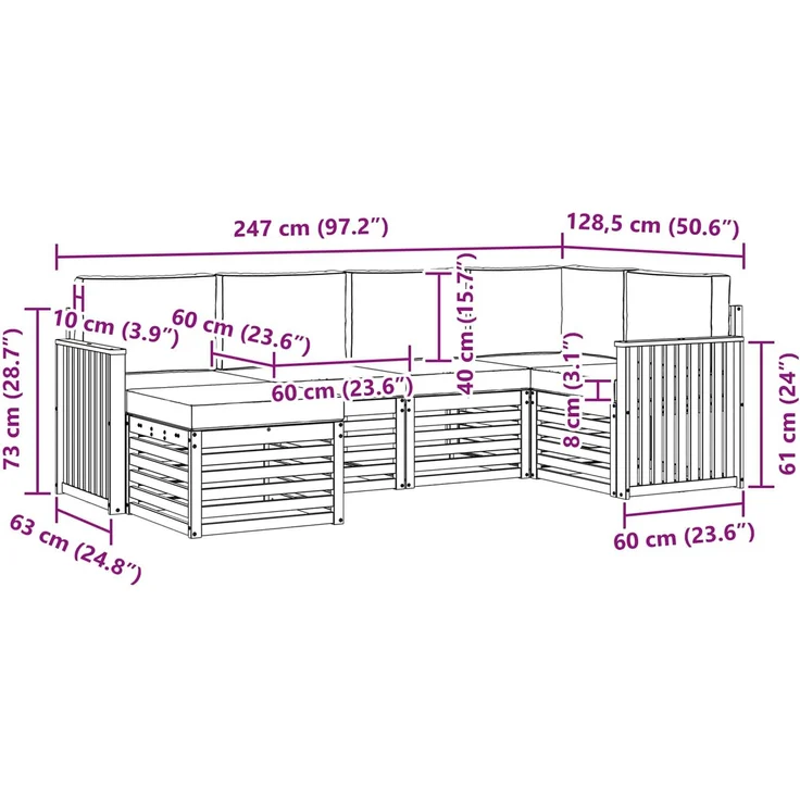 vidaXL Outdoor-Sofagarnitur 6 stk. 5-Sitzer Weiß und Beige Polyester 3392113 – Bild 7