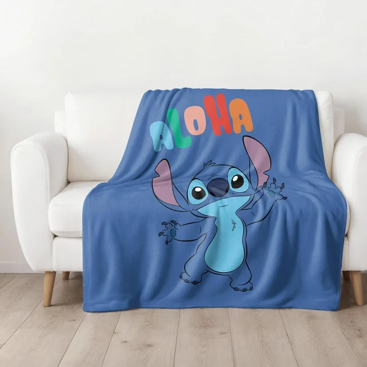 Wohndecke Stitch Aloha, 160x200 cm, kuschelweich, Disney, MTOnlinehandel, Lilo & Stitch das perfekte Geschenk für Mädchen und Jungen – Bild 1