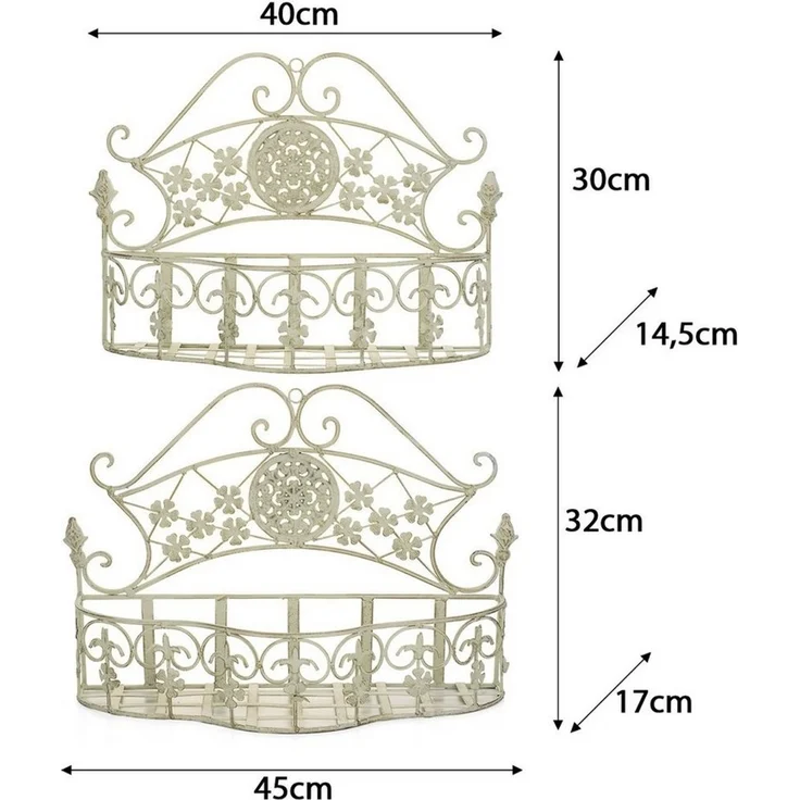 Moritz Blumentopf Pflanzkörbe Metall Wandkörbe 2er Set Pflanzkorb Landhausstil Shabby, Dekoration für In- und Outdoor für Pflanzen und Blumen Verzierungen – Bild 3